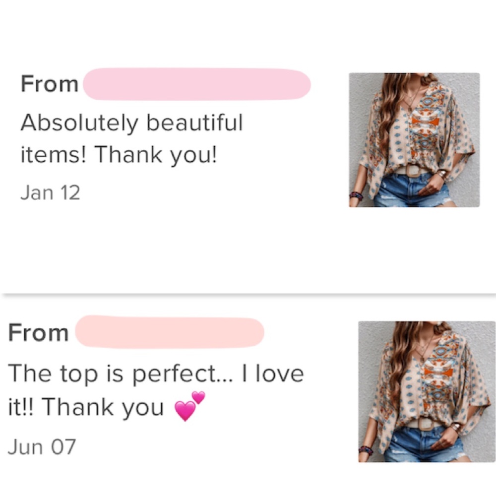 Printed Beige Multicolor Batwing Sleeve V-Neck Blouse Top - Picture 6 of 11